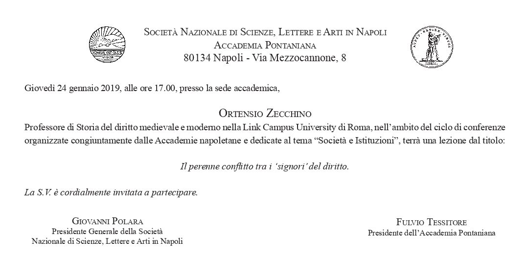 Archiviato: 24 gennaio 2019 – O. Zecchino “Il perenne conflitto tra i ‘signori’ del diritto”